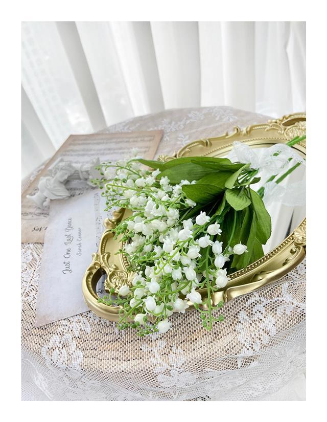 French Country Lolita Handmade Lily of the Valley Forest Style Bowknot Bnt Flat Hat Straw Hat Photo Shoot Catwalk Cla - Lolita Fetch