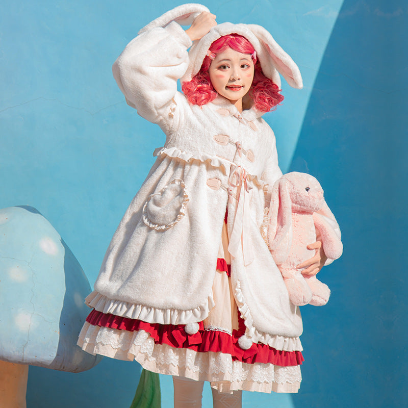 Long-Eared Rabbit" Plush Coat |   Winter Thickened Faux Fur Warm Coat