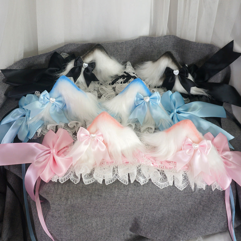 Cat Ear Hair Clip Headband Cute Girl Hair Accessories Lolita Comic Exhibition Bowknot Headwear Animal Ear Hair Clip