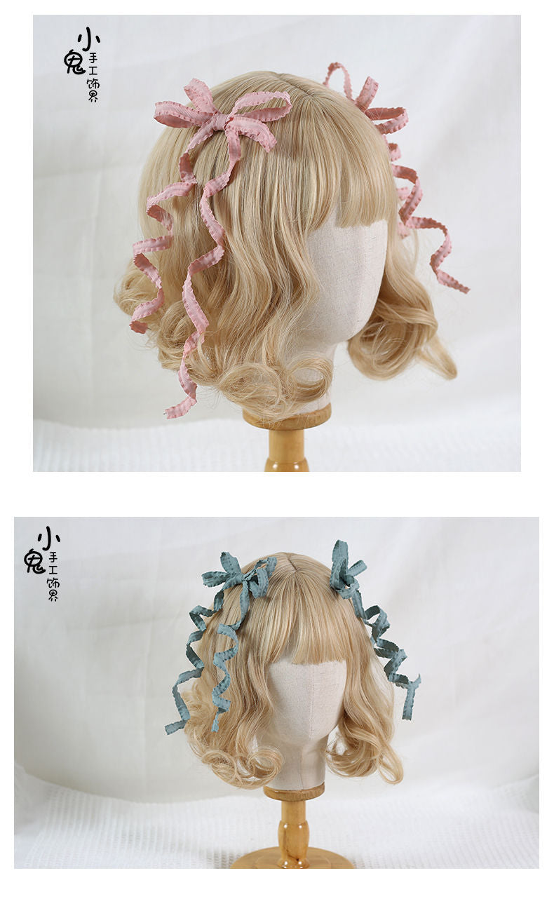 LolitaFetch double ponytail twist hair clips in pastel colors, featuring cute lolita-style headdress with sweet, playful design.