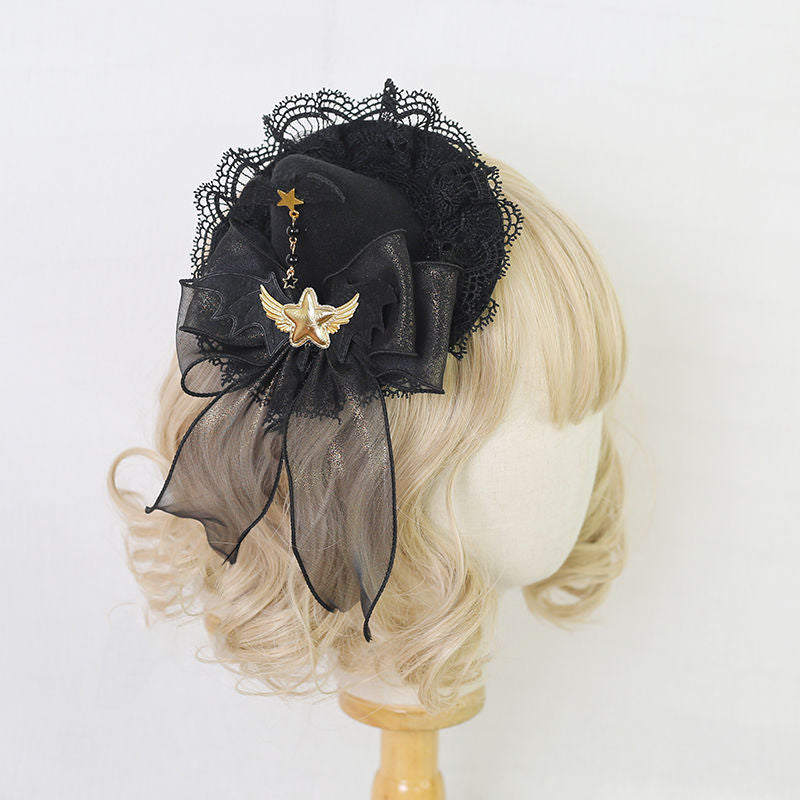 Halloween Dark Style Witch Hat Headband Lolita Hair Accessories Lolita Demon Bat Small Hat Hair Clip Side Clip