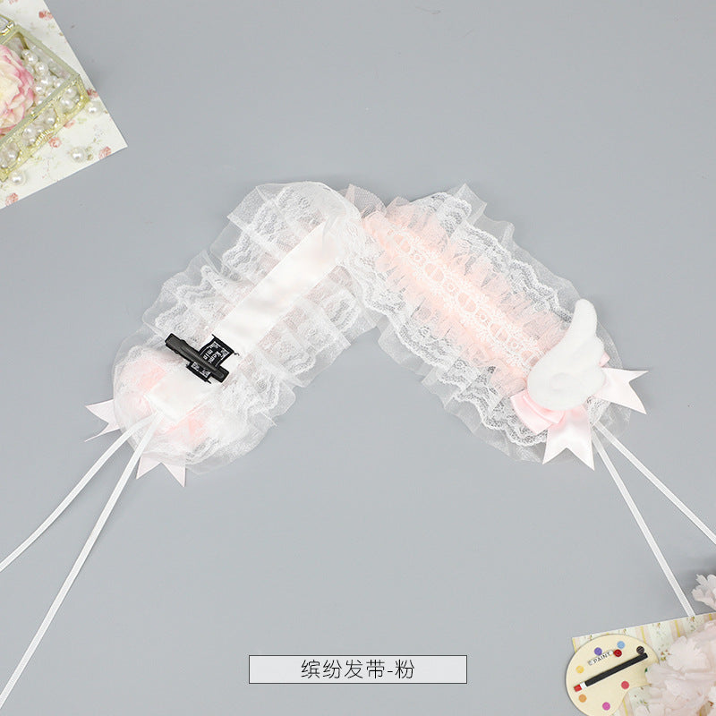 Handmade Lolita Bow Lace Hairband - Comic Exhibition Cosplay Hair Clips