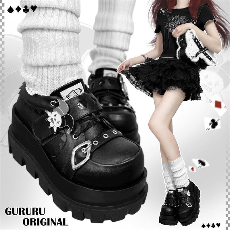 Grotesque Poker | GURURU Original Y2K Subculture Clown Poker Theme Punk Babe Soft-Sole Platform Shoes