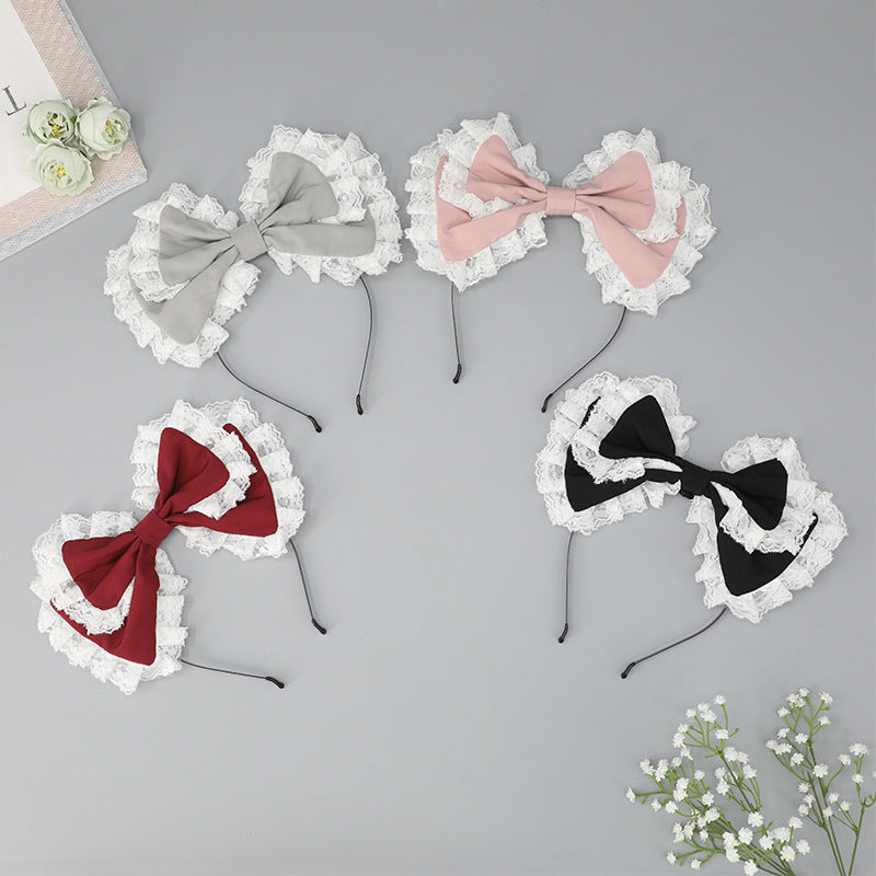 Handmade Small Hairpin Accessories Hair Ornament Bow Lolita Japanese Style Girl Hair Accessories Lace Edge Lolita Headband - Lolita Fetch