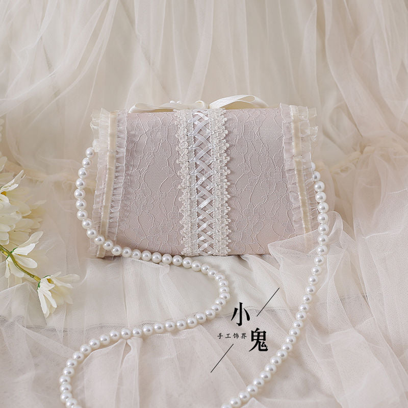 Original Lolita Forest Style Elegant Daisy Handbag - Pearl & Lace Chain Crossbody Bag