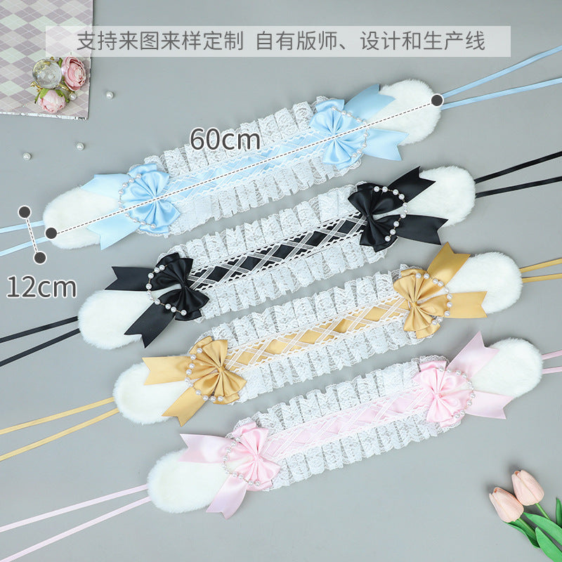 Comic Con Lolita Bunny Ear Headband Bowknot Soft Girl Style Bunny Ear Hair Accessory Anime Maid Lolita Headwear - Lolita Fetch