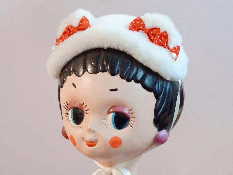 Original Handmade Bear Ear Bowknot Plush Headband Lolita Brown Japanese Korean Style