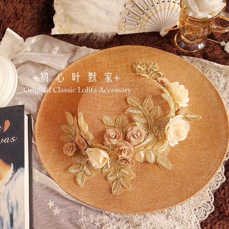 Handmade Bonnet Straw Hat Lolita Tea Party Pastoral French Style Vintage Photo Hat Classical Hat