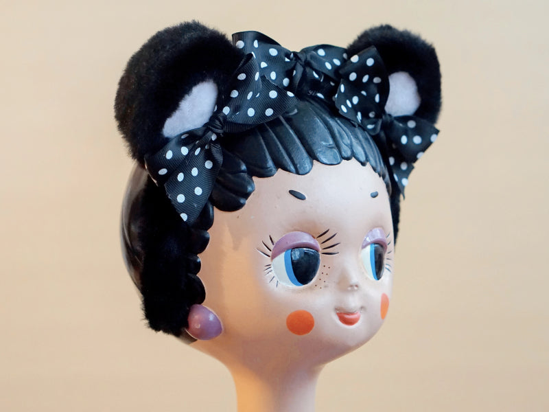 Original Handmade Bear Ear Bowknot Plush Headband Lolita Brown Japanese Korean Style