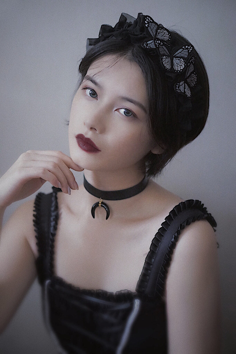 Original Handmade Lace Butterfly Headband - Dark Gothic Lolita Hair Accessory | Photography Prop