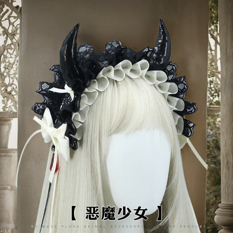 Halloween Lolita Gothic Luxurious Hairband Versatile Cosplay Headwear Japanese Style Girl Hair Accessories Dark Hair Clip - Lolita Fetch