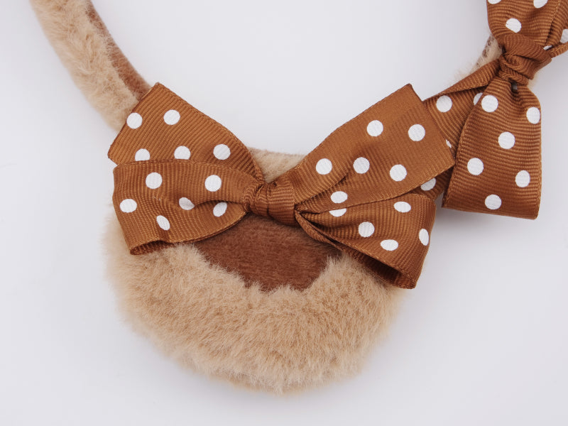 Original Handmade Bear Ear Bowknot Plush Headband Lolita Brown Japanese Korean Style