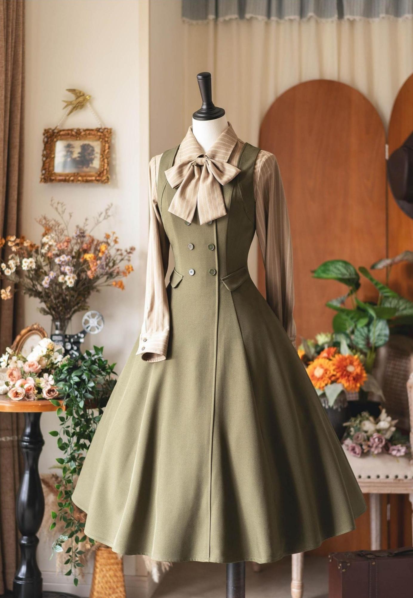 Forest Wardrobe - Foggy Forest - Elegant Lolita A-line JSK Dress, Side Pockets