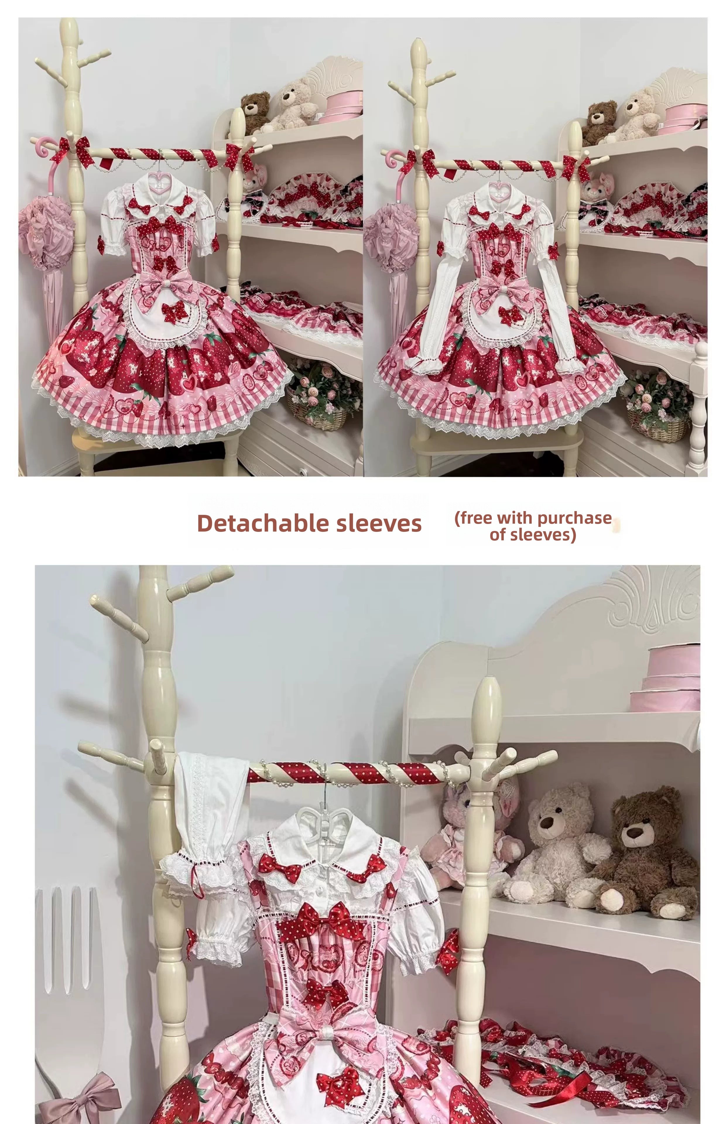 Mengfuzi - Strawberry Pear - official Lolita shirt/removable sleeve