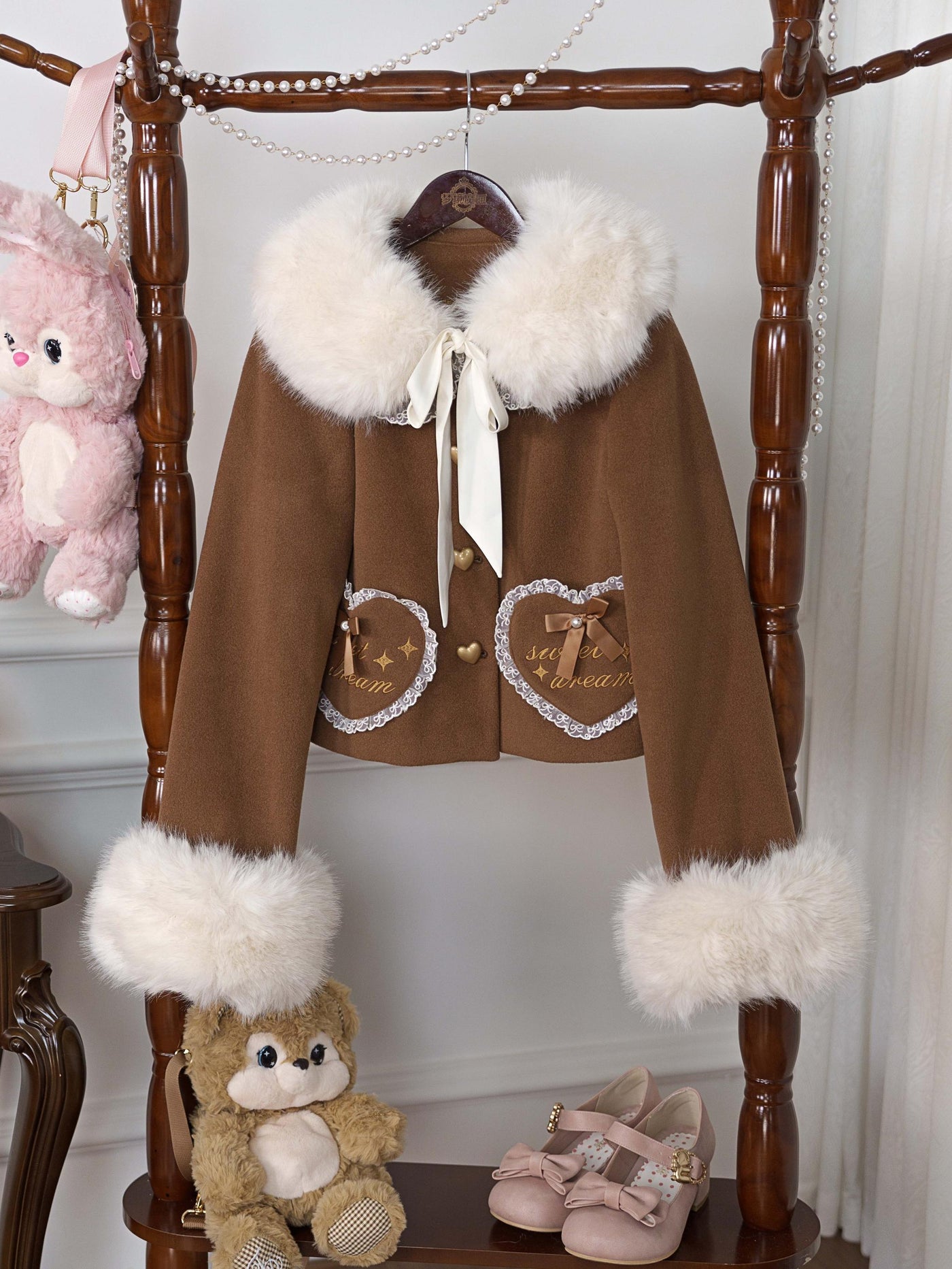 Dream Magic Box - Milk Puff - Sweet Lolita coat with a lace-trimmed Peter Pan collar - product detail 3