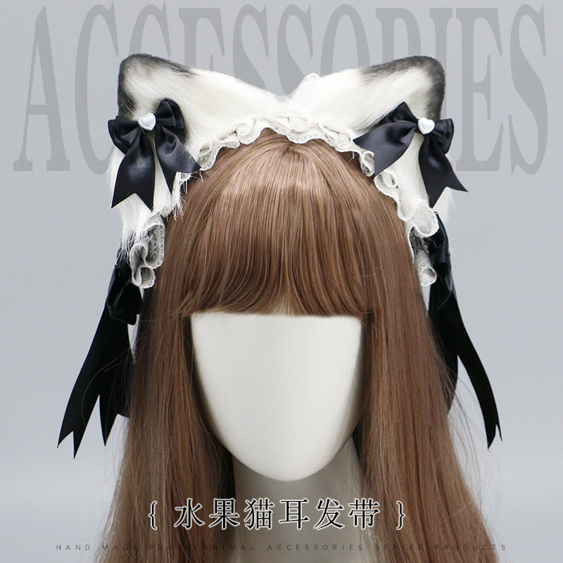 Cute Girl Hair Accessories Lolita Comic Exhibition Multi-use Clip Bow Hair Ornament Cat Ear Hair Clip Cat Ear Headband - Lolita Fetch