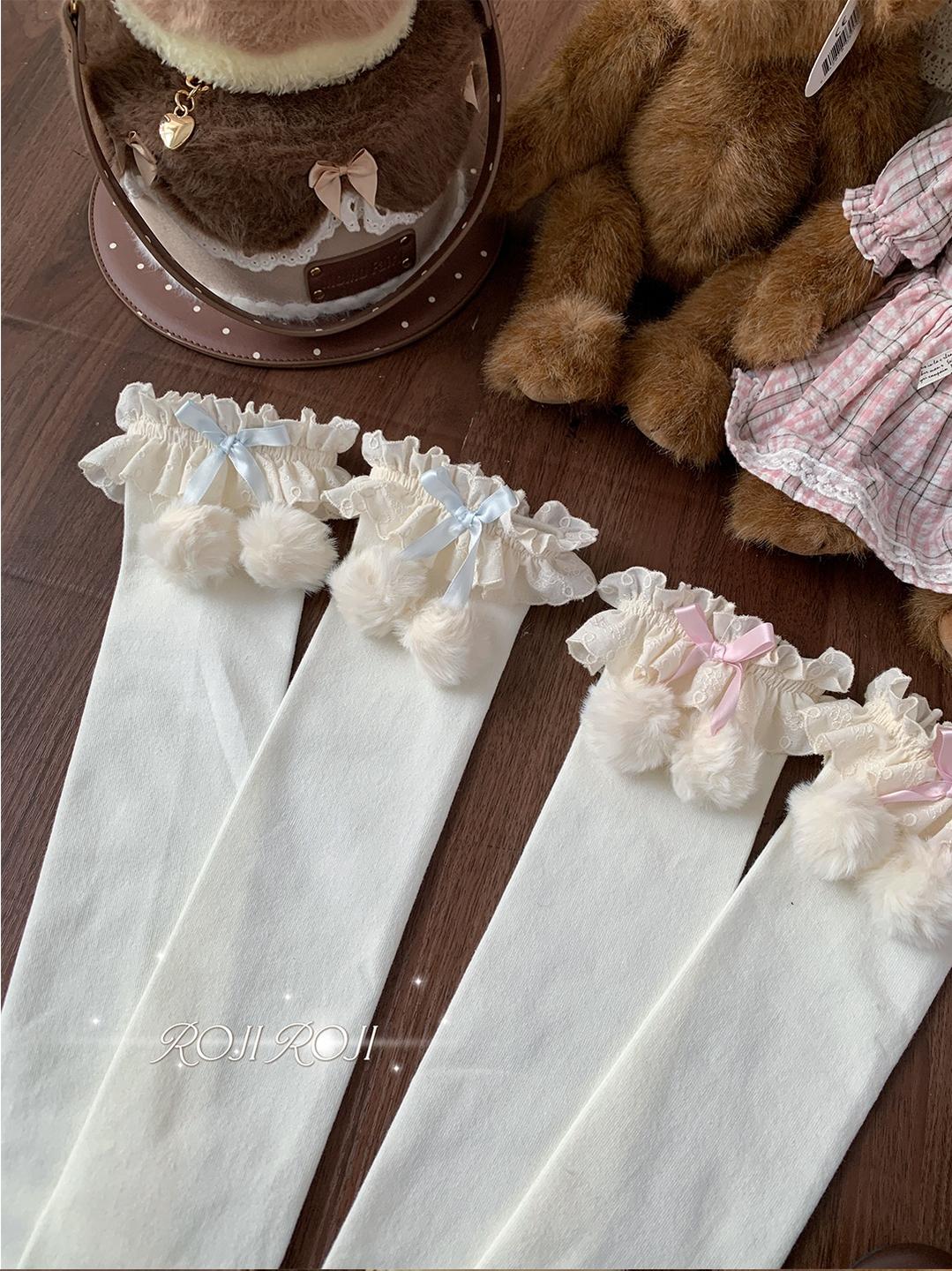 Roji Roji - Lolita Calf & Over-Knee Socks - Pom-Pom Accents Socks