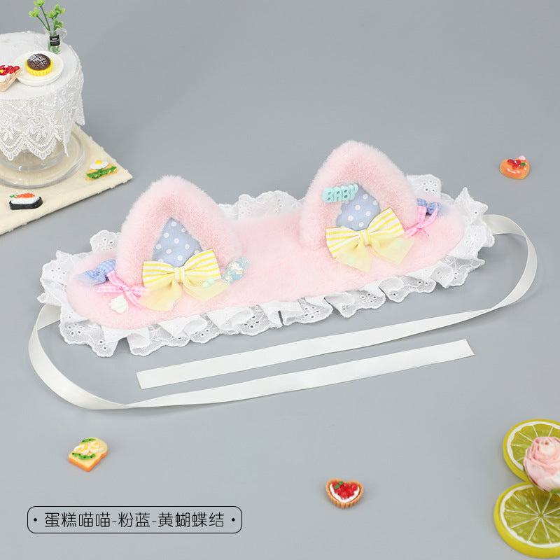 Lolita Japanese Style Girl Hair Accessories Cat Ear Hair Ornament Bow Hair Clip Plush Polka Dot Hairpin Cat Ear Headband - Lolita Fetch