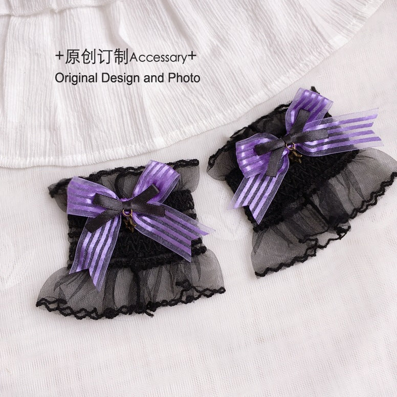 Halloween Witch Night Dark Gothic Lolita Accessories Bowknot Animal Ears KC Black Purple Arm Sleeves - Lolita Fetch