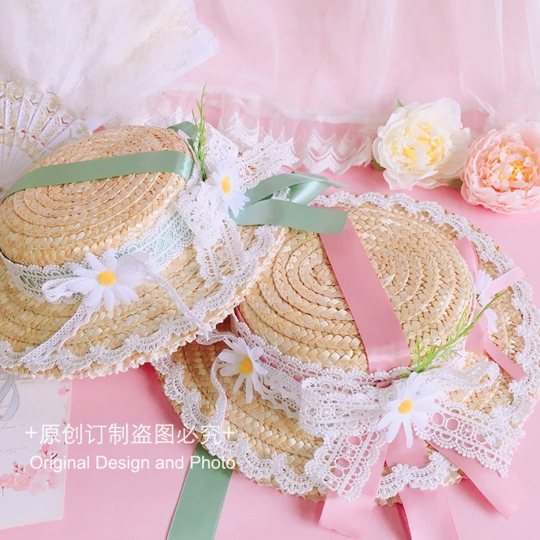 Original Multicolor Lolita Flower Elegant Flat Hat Top Hat Bridal Tea Party Gorgeous Hat Han Western Eclectic Reminiscence