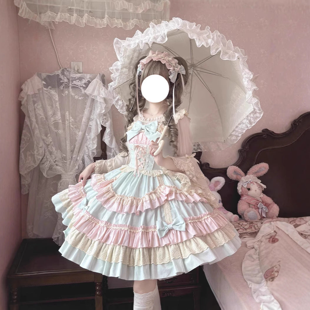 ZhiJinYuan -Sweet Mousse-  Cute Sweet Color-Block Fresh JSK Dress - Lolita Fetch