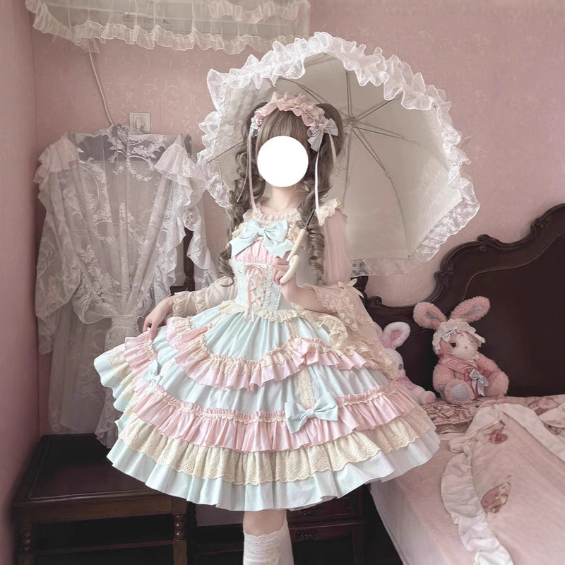 ZhiJinYuan Sweet Mousse Colour-Block JSK