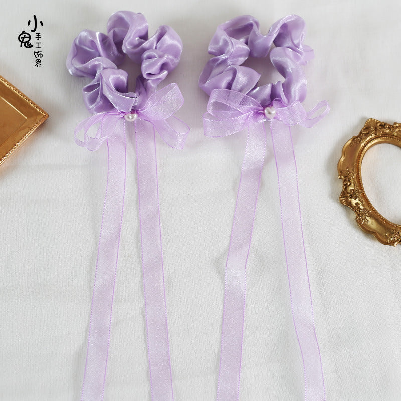 Double Ponytail Lolita Hair Tie Chinese Style Ribbon Bun National Style Girl Bun Hair Accessory Mermaid Princess Hair Tie - Lolita Fetch