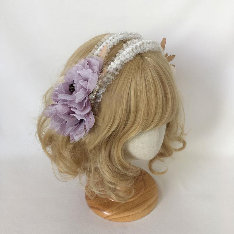 Original Multicolor Lolita Pearl Headband KC Flower Fairy Hair Accessory Little Fairy Temperament Hollow Out Ornament Lolita