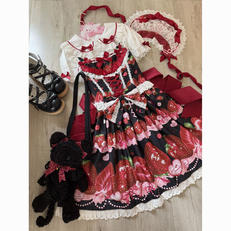 Sweet Strawberry Story Lolita JSK Dress & Bonnet - colour collection
