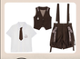 S / full set (vest+short sleeve shirt+suspender shorts)