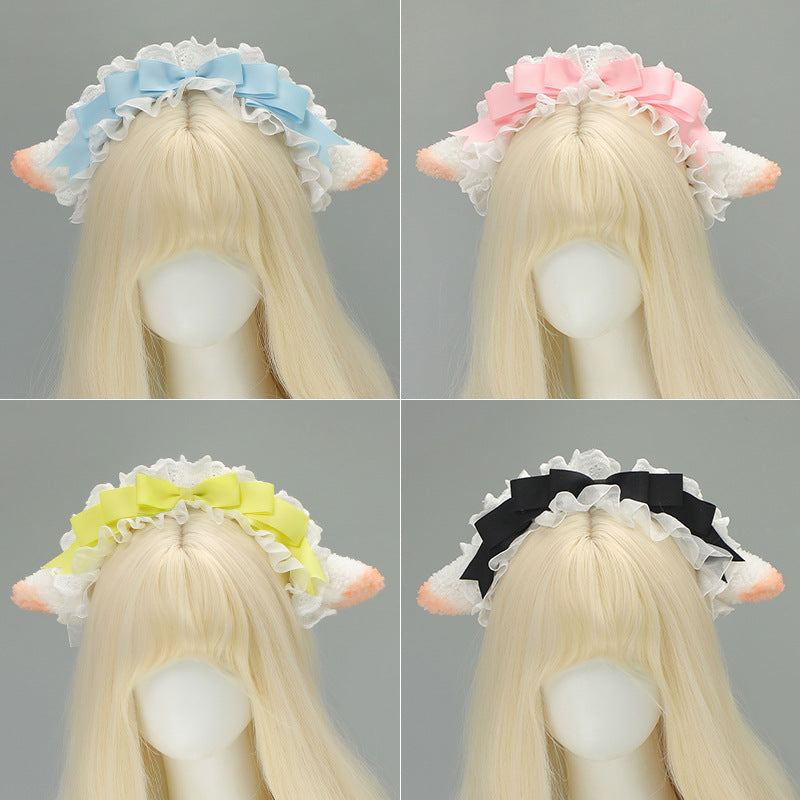 Lolita KC Little Sheep Ear Headband Comic Exhibition Party Maid Style Costume Props Maid Cosplay Sheep Ear Hair Accessories