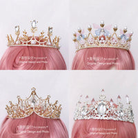 Independent Brand - European Court Pearl Rhinestone Crown - Headwear - Gold Rhinestone Crown