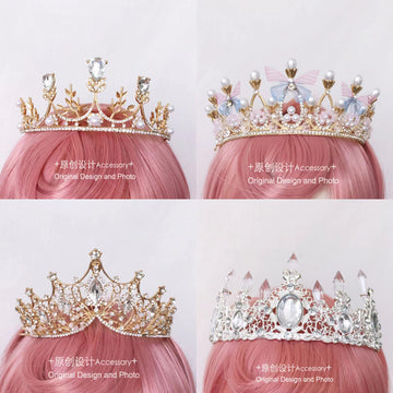 Lolita Girl Crown European Court Retro Pearl Butterfly Rhinestone Hair Crown Crown Tiara Headwear Collection