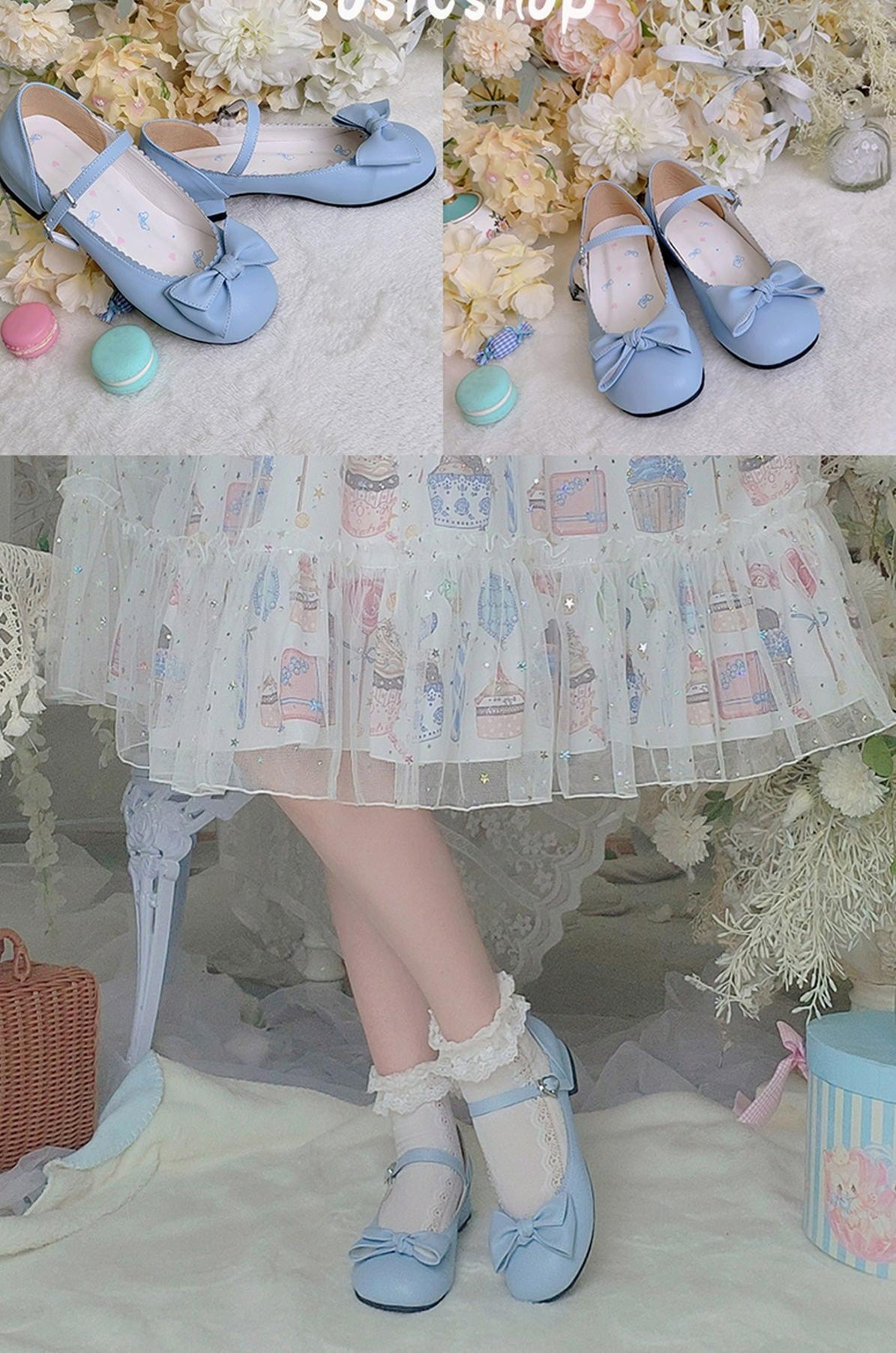 Sosic - Kawaii Lolita Bow Falt Shoes - Shoes