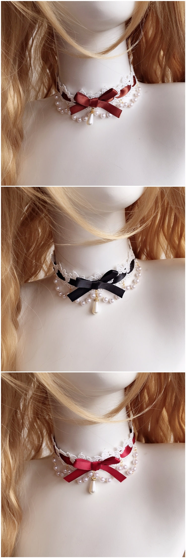 Heart Bow Lace Choker Jewelry