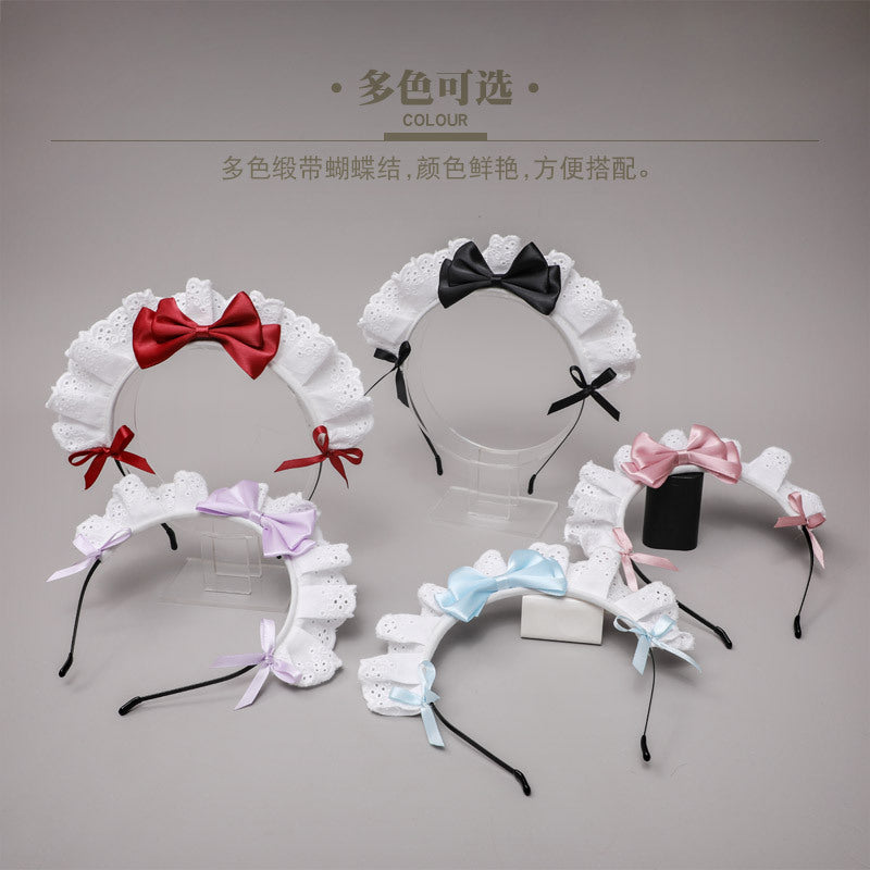 Handmade Japanese Style Lolita Headwear Lolita Hair Accessories Lace Bow Maid Headband - Lolita Fetch