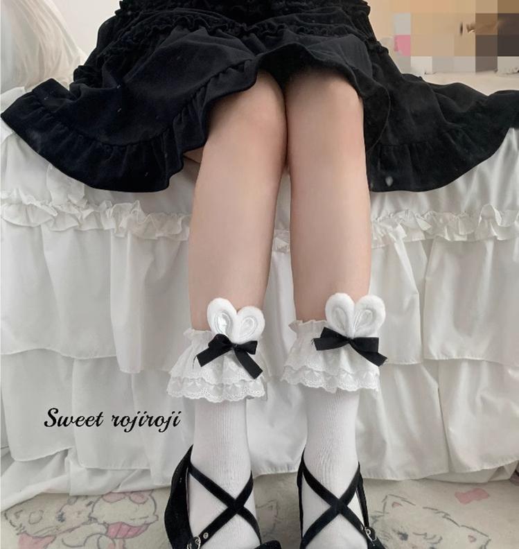 Roji Roji - Cotton Lolita Bunny Ear Socks - Summer Bow Short Socks Socks
