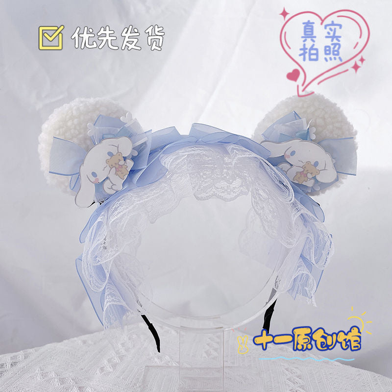 Lolita Hair Accessories Blue Original Cute Bow Bear Ear Kc Headband 2022 New Japanese Lolita Hair Accessories