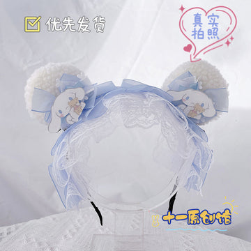 Lolita Hair Accessories Blue Original Cute Bow Bear Ear Kc Headband 2022 New Japanese Lolita Hair Accessories
