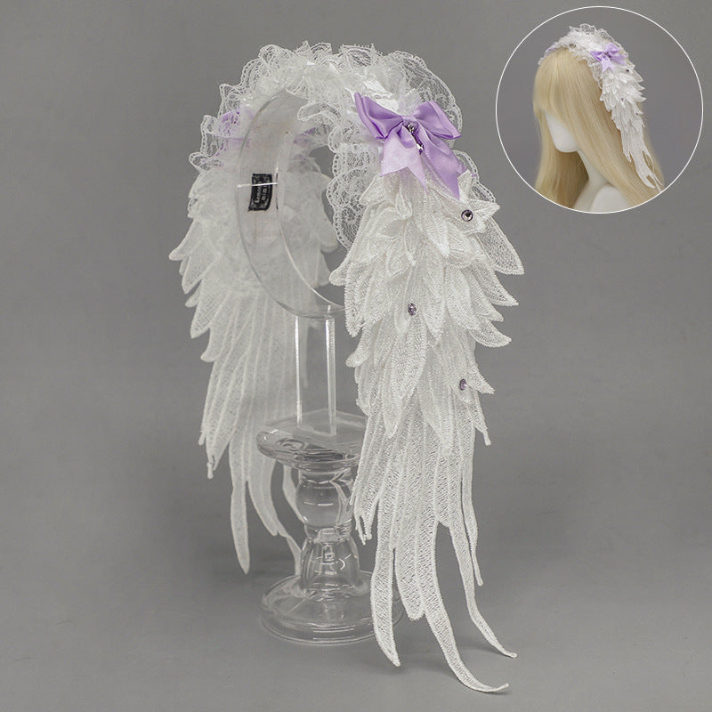 Dark Gothic Angel Wings Headband Subculture Harajuku Style Wings Hair Accessory Punk Lolita Wings Hair Ornament - Lolita Fetch