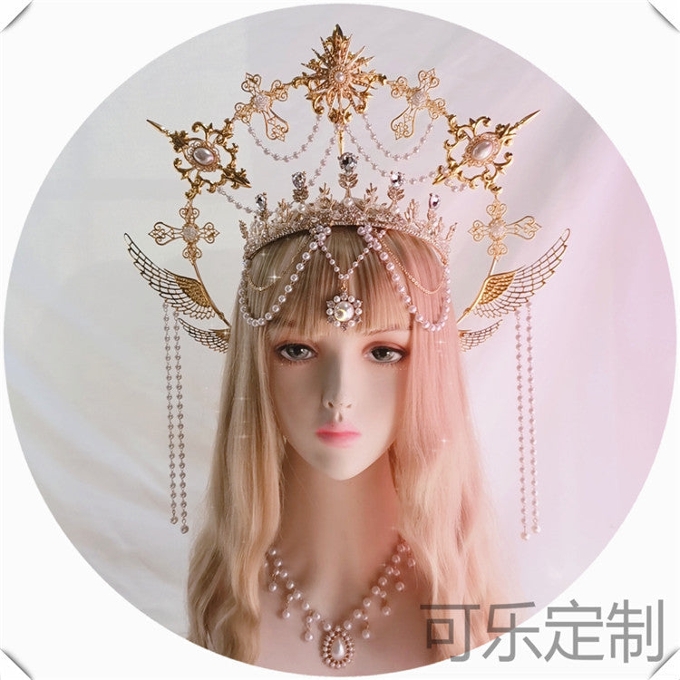 Original Lolita Virgin Mary Halo Apollo Sun Angel Headband - Church Hanfu Headwear | Exaggerated Photography Prop