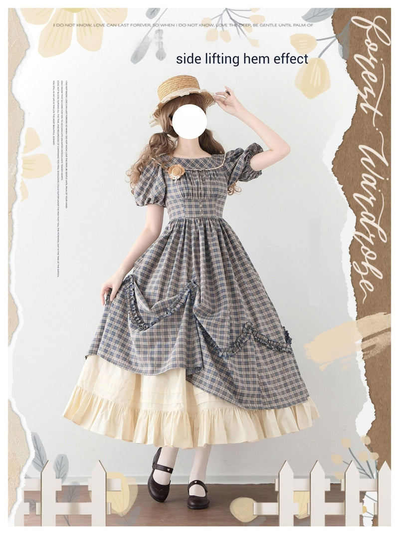 Forest Wardrobe - Forest Picnic - Classic Lolita OP Dress with Off-Shoulder and Lifting Hem