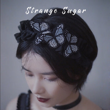 Original Handmade Lace Butterfly Headband - Dark Gothic Lolita Hair Accessory | Photography Prop