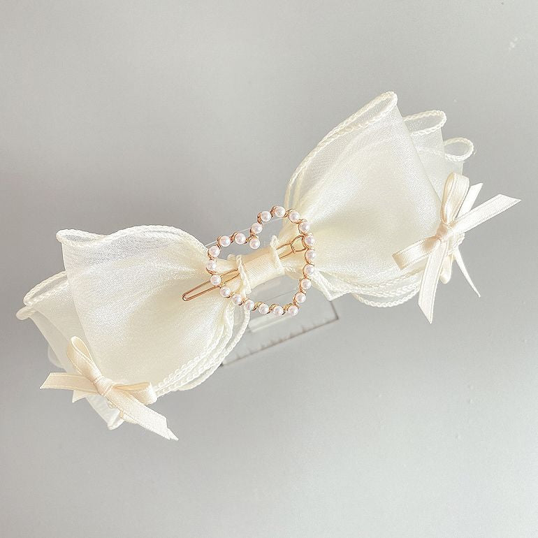 Original Handmade Ruiben Rabbit Full Color Pearl Kc Lolita Headband Organza Bow