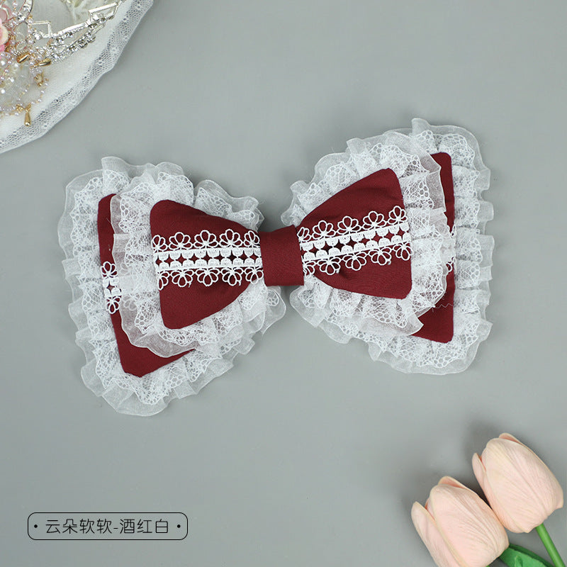 Handmade Japanese Lolita Lace Bow Hair Clip - Cute Soft Girl Hair Accessory - Lolita Fetch