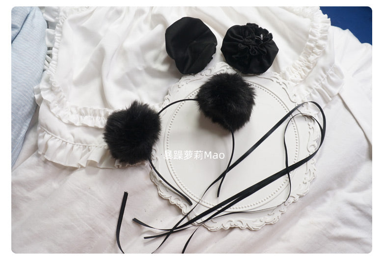 Handmade Chinese Style Hair Accessories Chun Li Kung Fu Bun Hair Clip National Style Hairpin Spicy Girl Hair Ornament Pom Pom Headband Lolita - Lolita Fetch