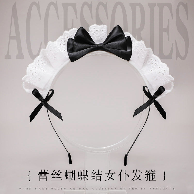 Handmade Japanese Style Lolita Headwear Lolita Hair Accessories Lace Bow Maid Headband - Lolita Fetch