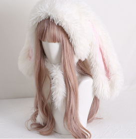 Xiaogui - Kawaii Lolita Plush Rabbit-Eared Hat - Headwear