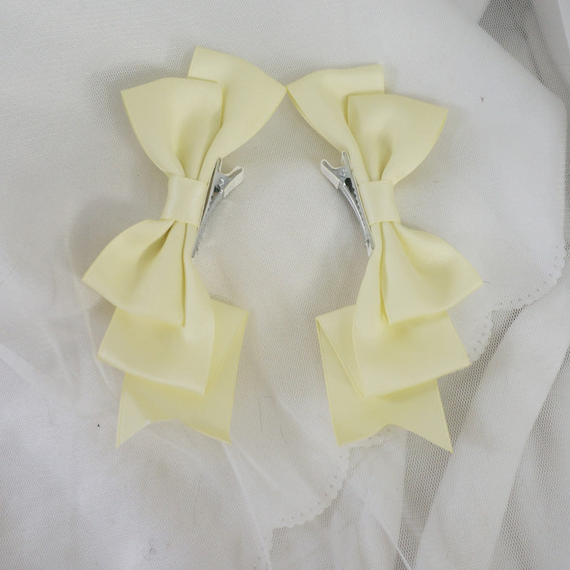 Japanese Handmade Doll Lolita Large Bow Hair Clip - Girl's Double Pony