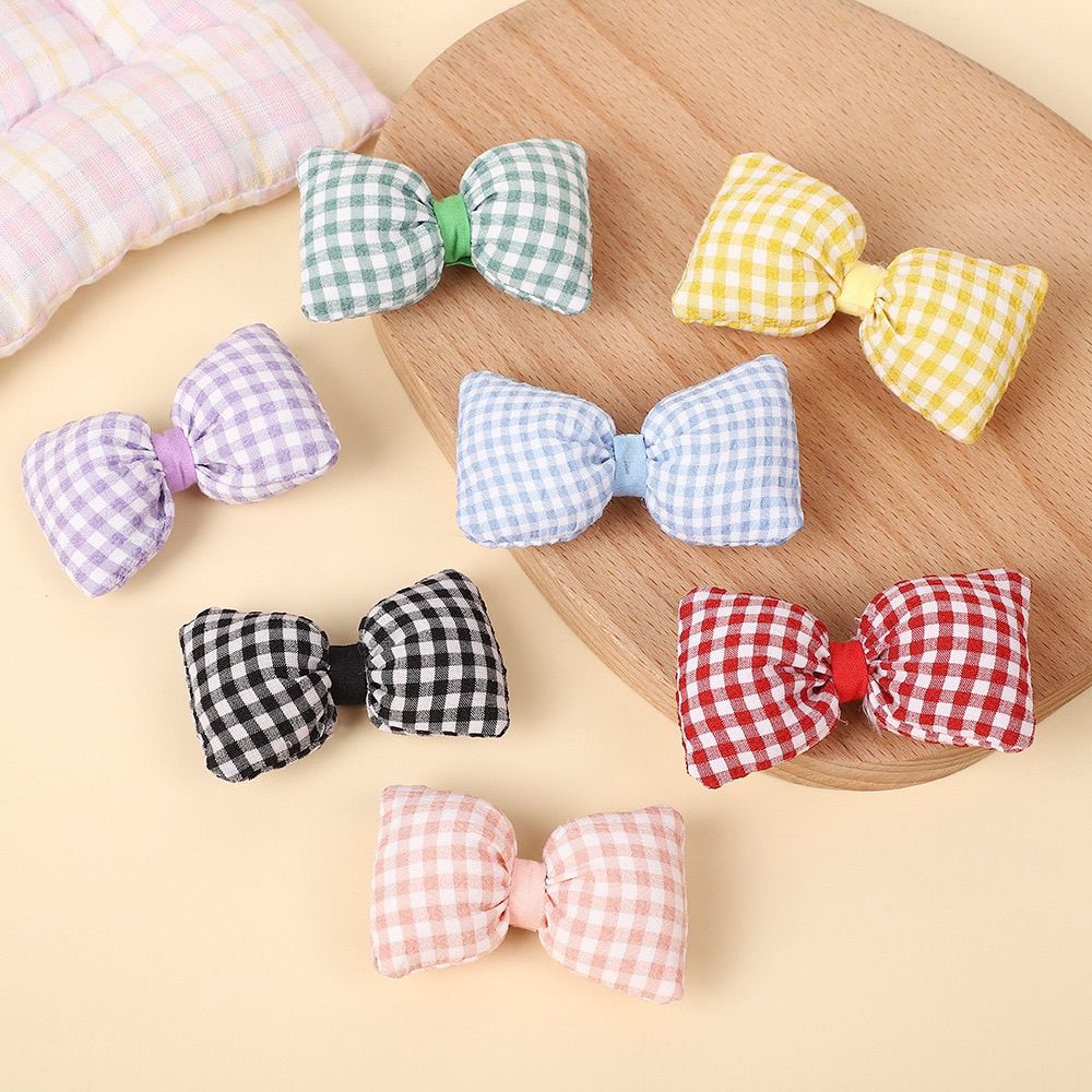Handmade - Padded Gingham Bow - Brooch or Craft Accent